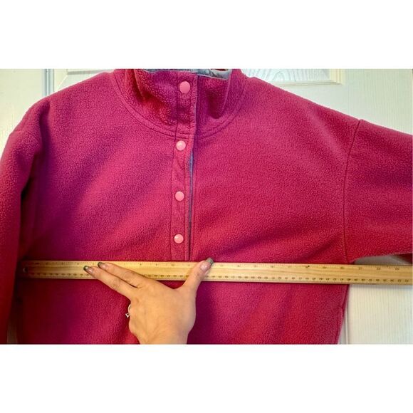 Vintage Woolrich Women’s Fuschia 1/4 Button Snap Pullover Sweater Medium - Picture 8 of 9